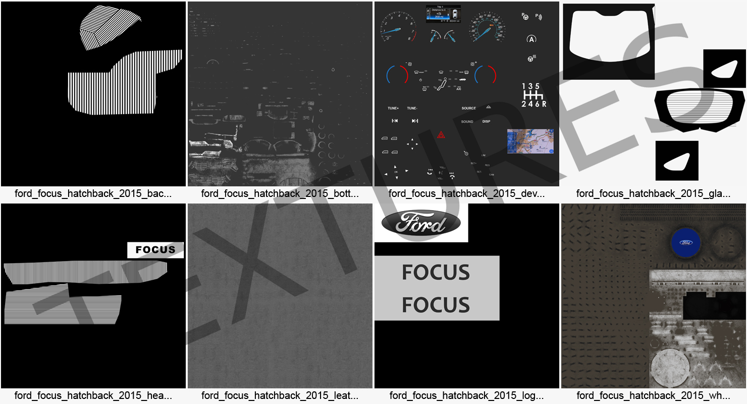 3D Ford Focus Hatchback 2015 Simple Interior