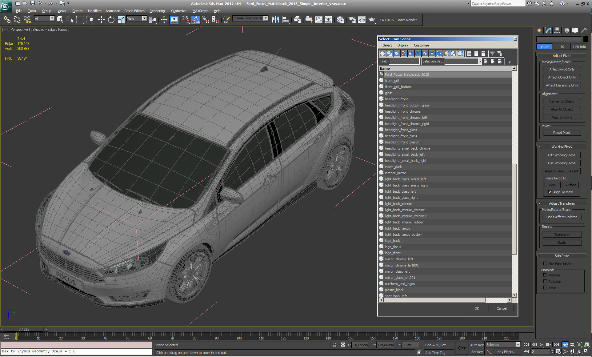 3D Ford Focus Hatchback 2015 Simple Interior