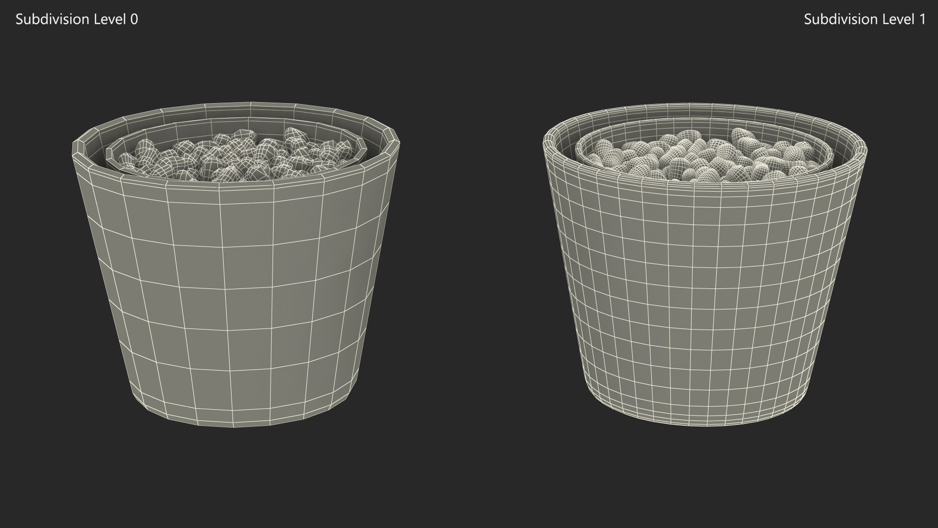 Flower Pot With Decorative Stone 3D