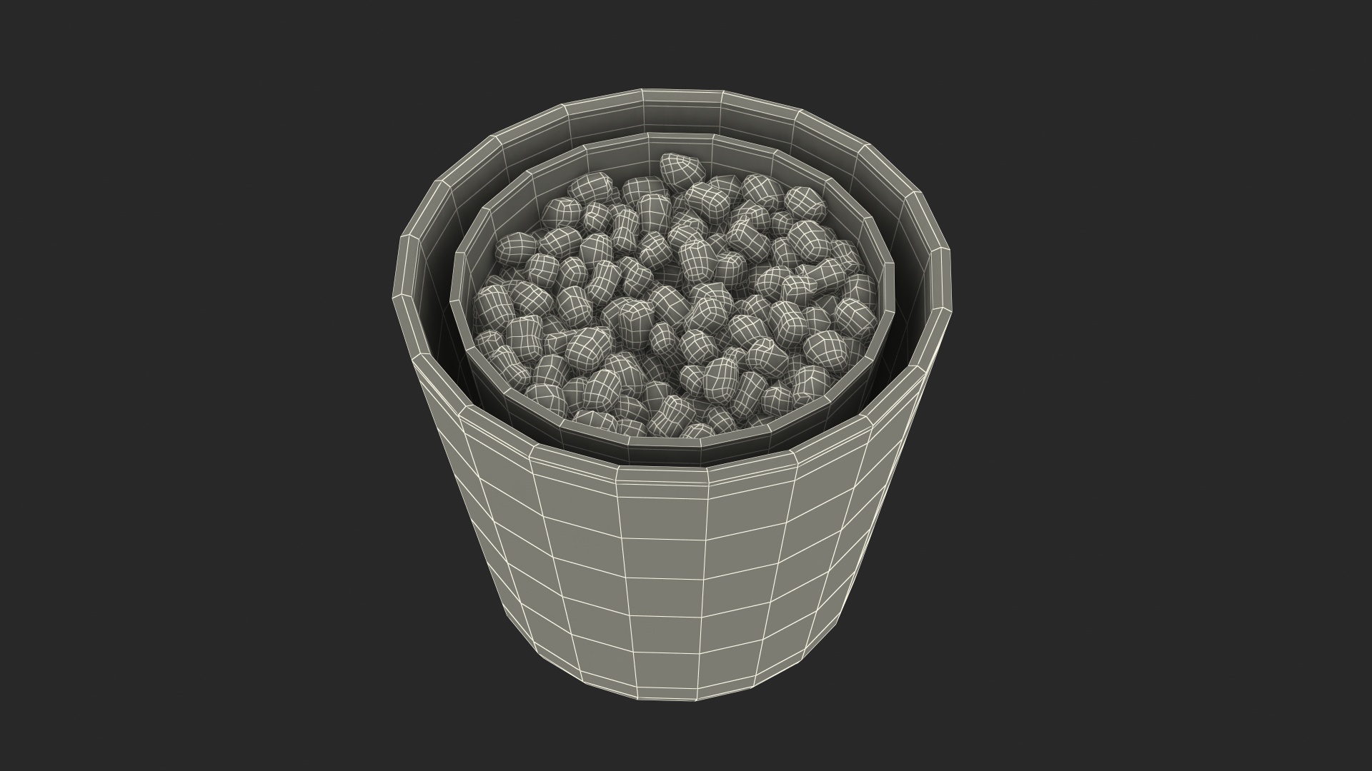 Flower Pot With Decorative Stone 3D