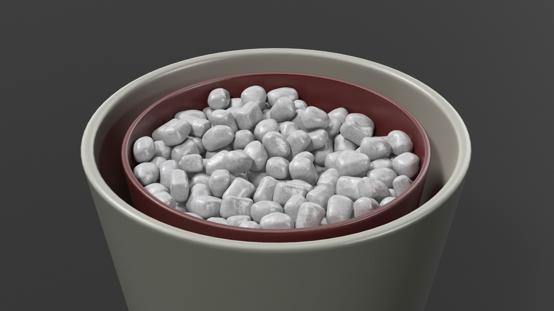 Flower Pot With Decorative Stone 3D