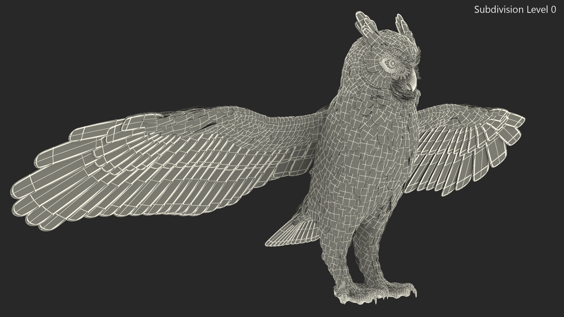 3D Great Horned Owl Rigged model