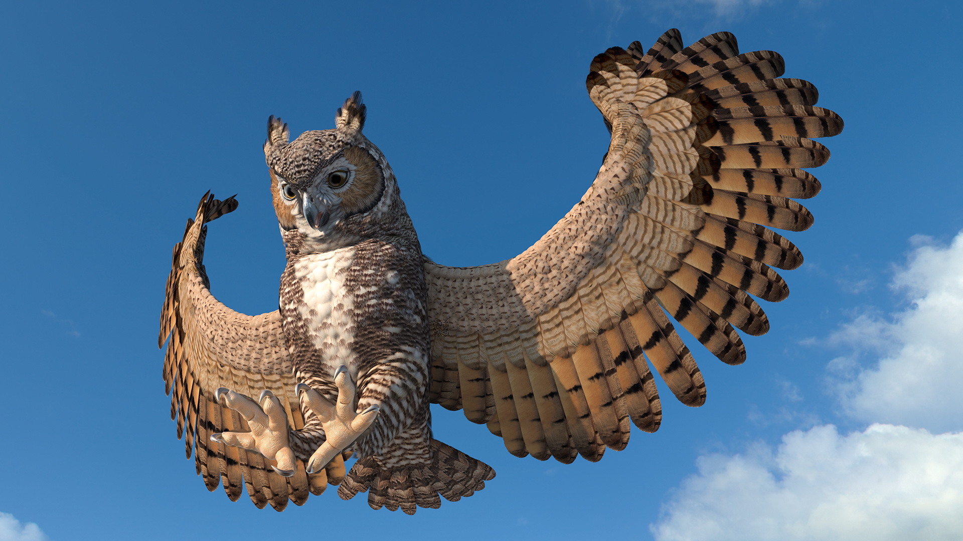 3D Great Horned Owl Rigged model