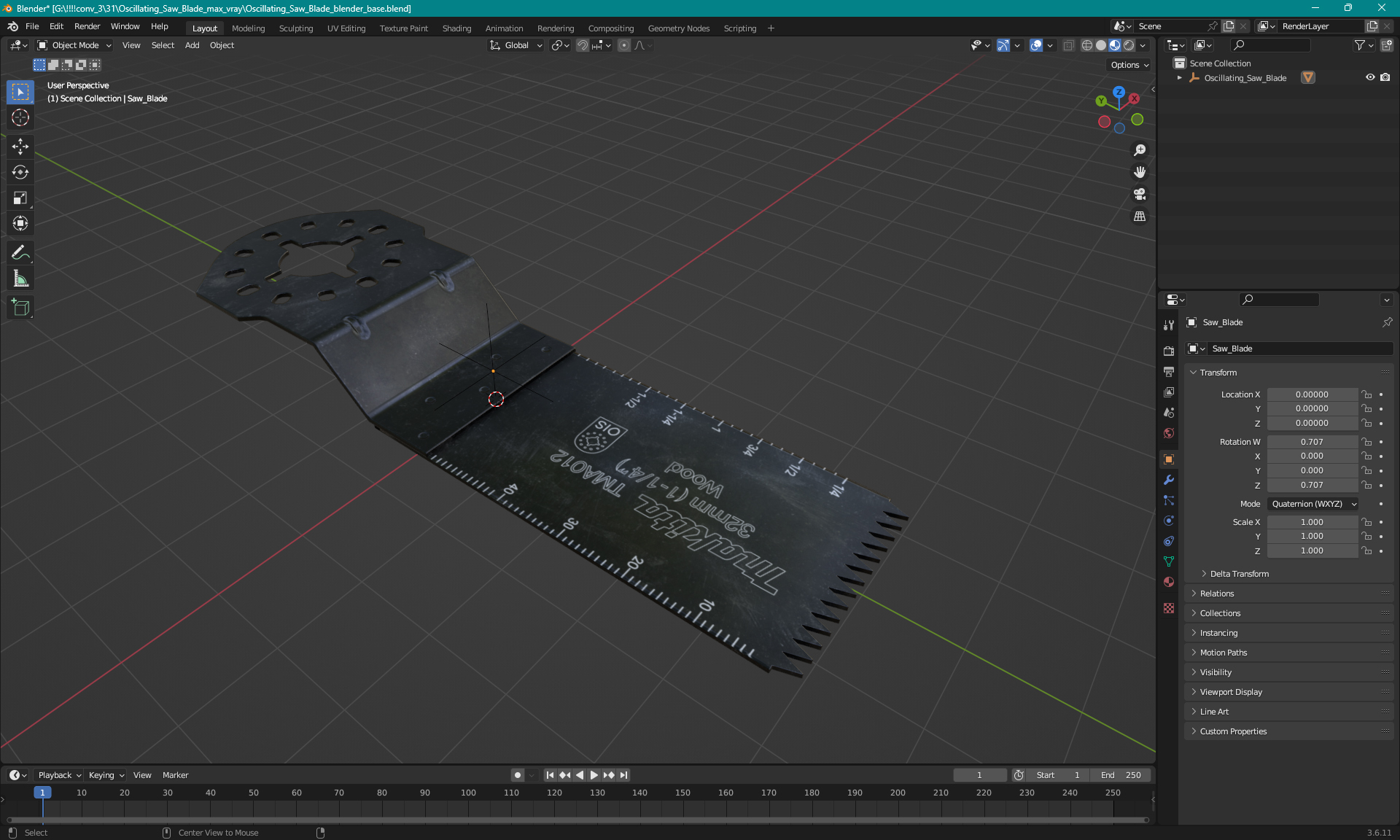 3D Oscillating Saw Blade