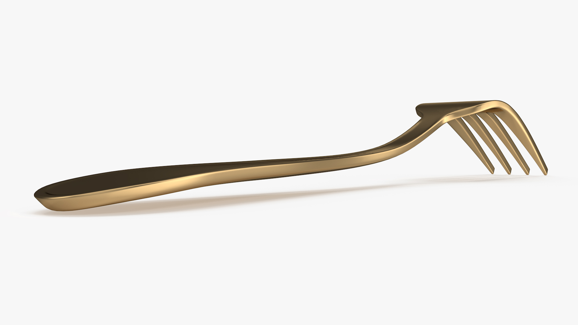 Golden Dessert Fork 3D model