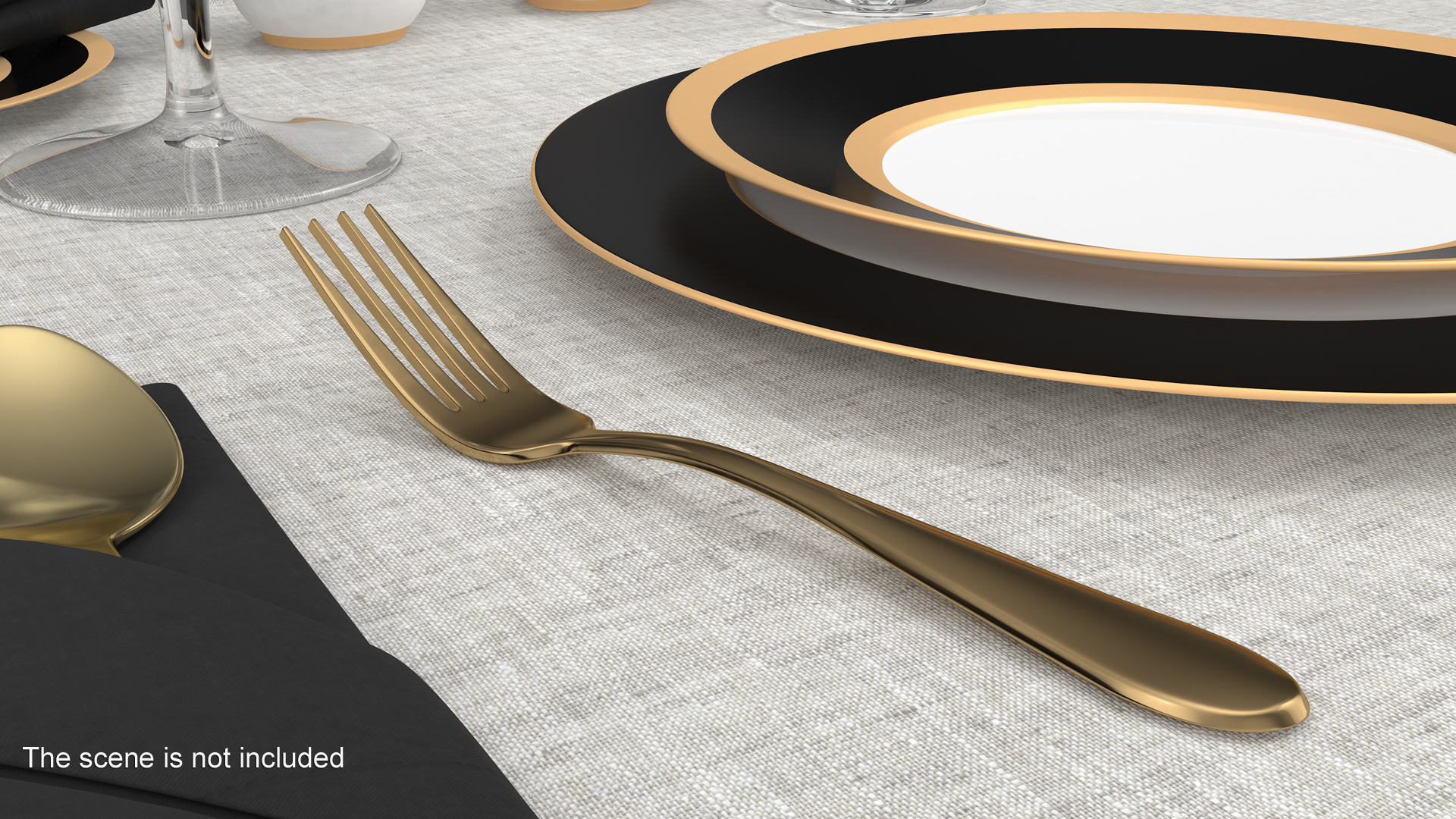Golden Dessert Fork 3D model