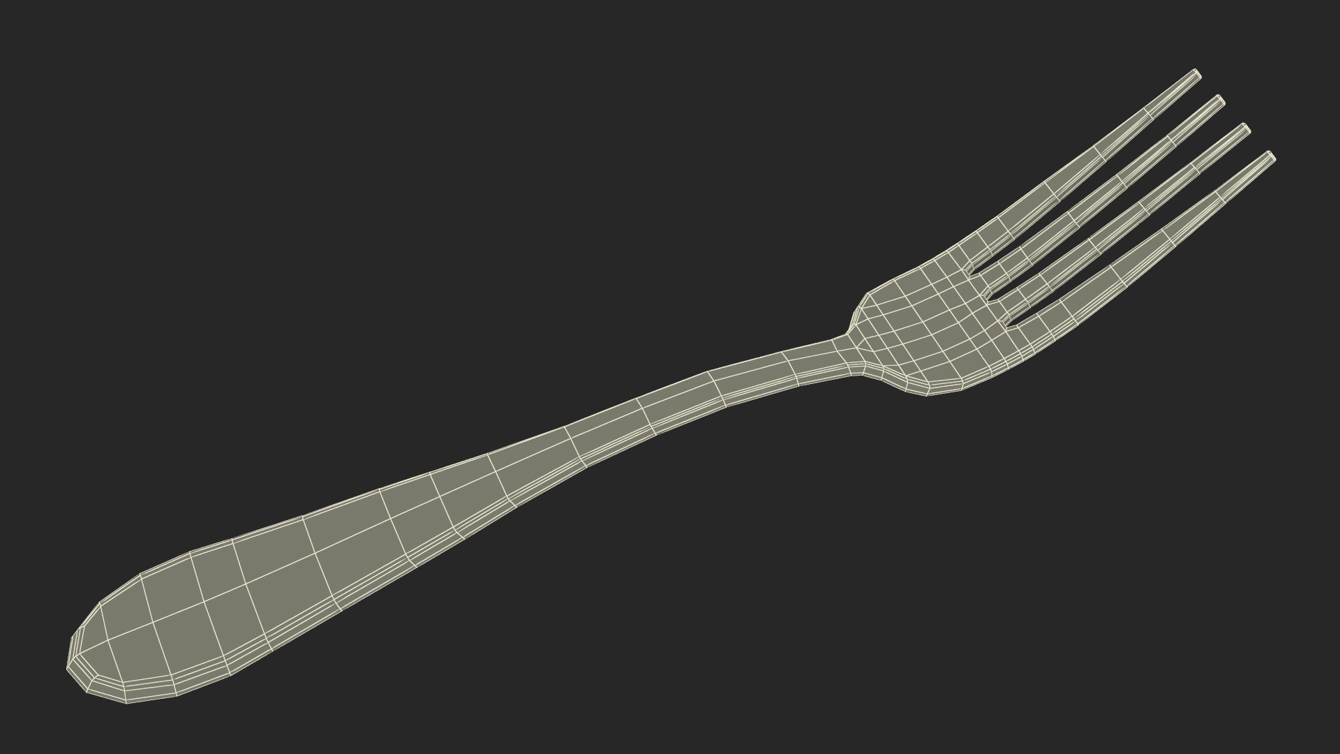 Golden Dessert Fork 3D model