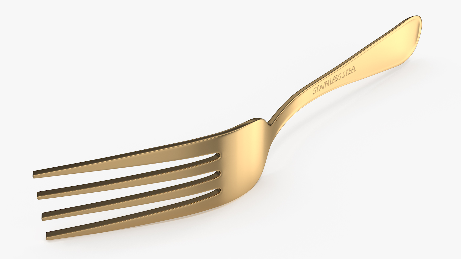 Golden Dessert Fork 3D model