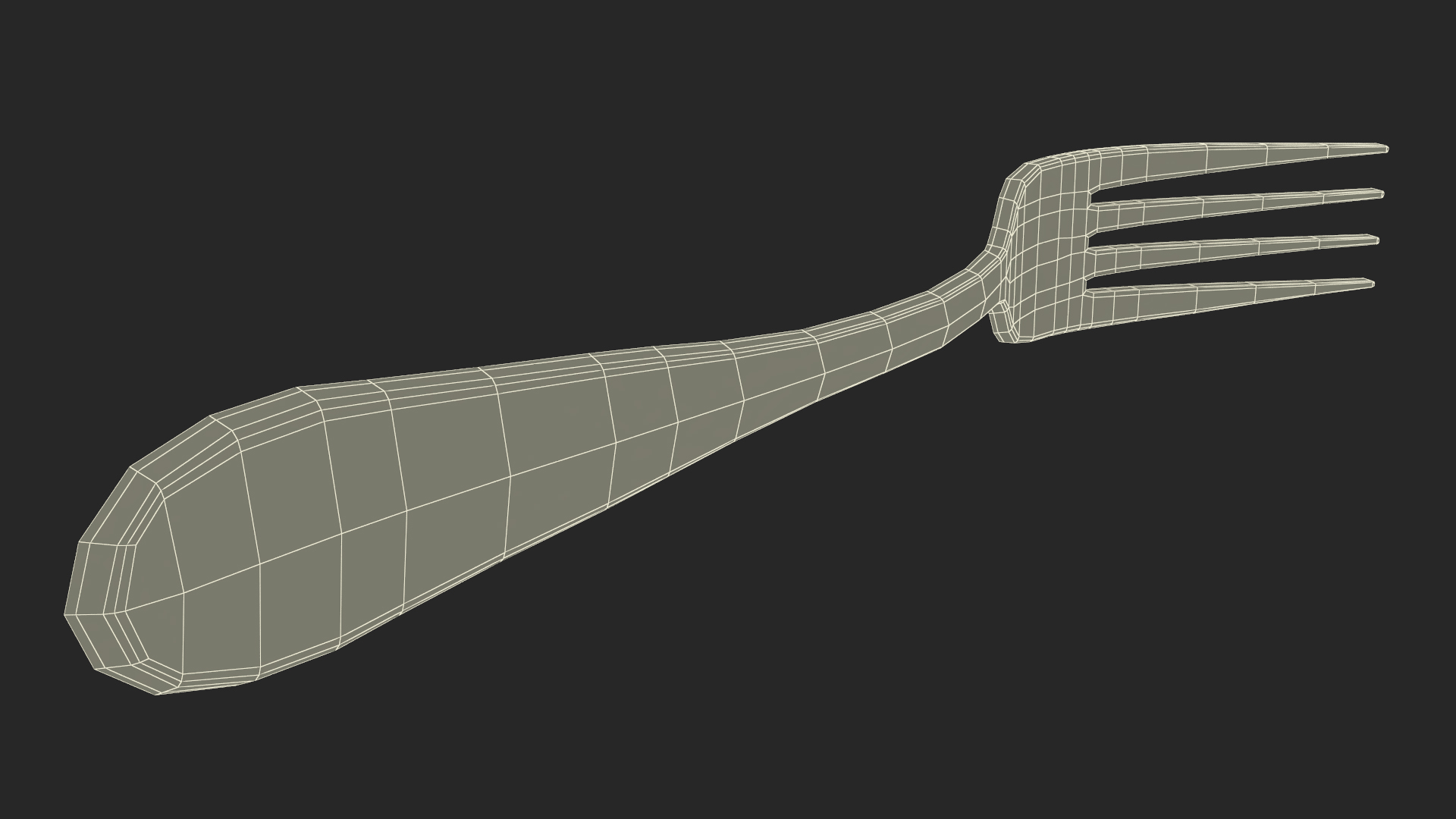Golden Dessert Fork 3D model