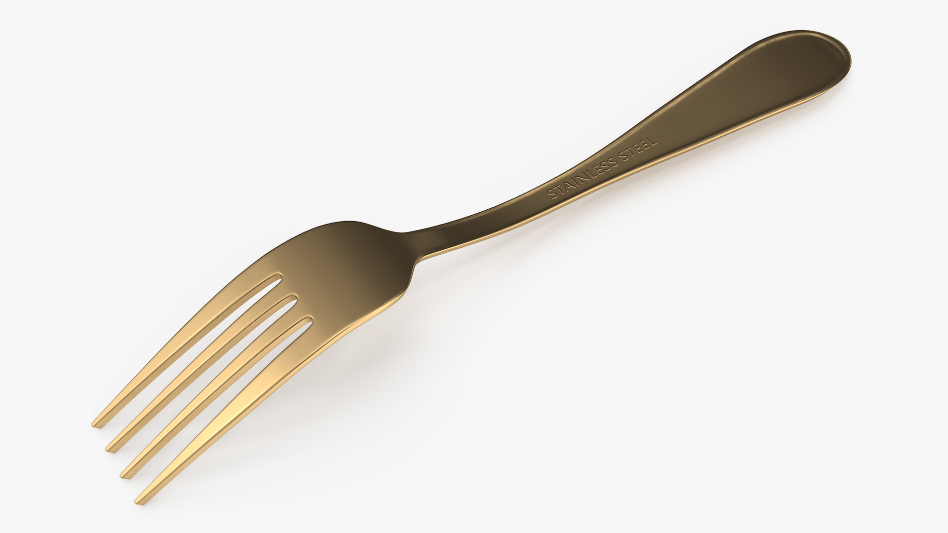 Golden Dessert Fork 3D model