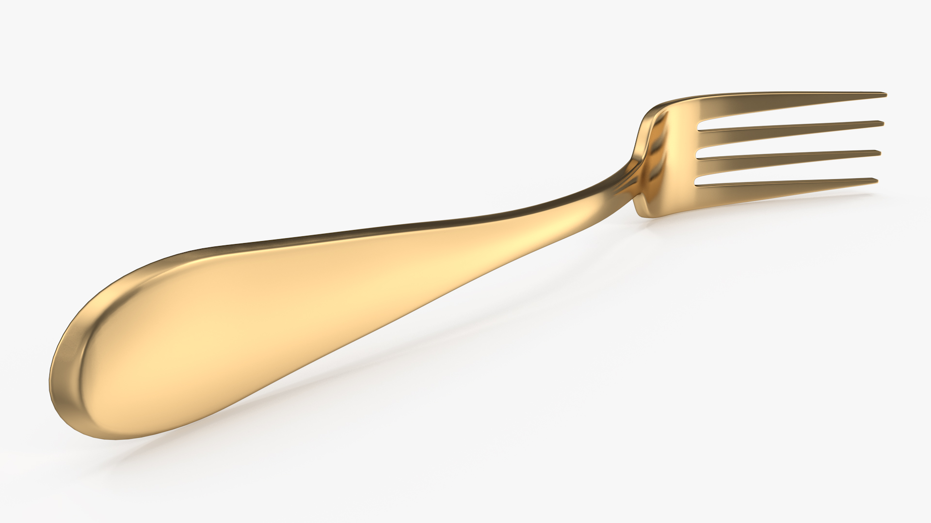 Golden Dessert Fork 3D model