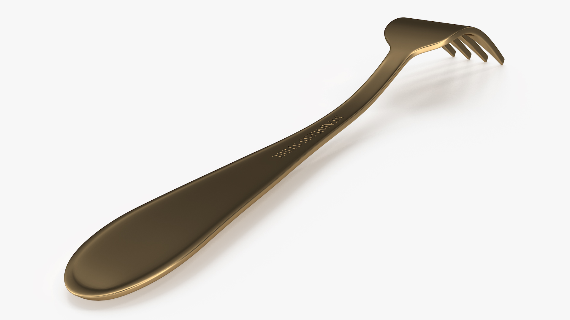 Golden Dessert Fork 3D model