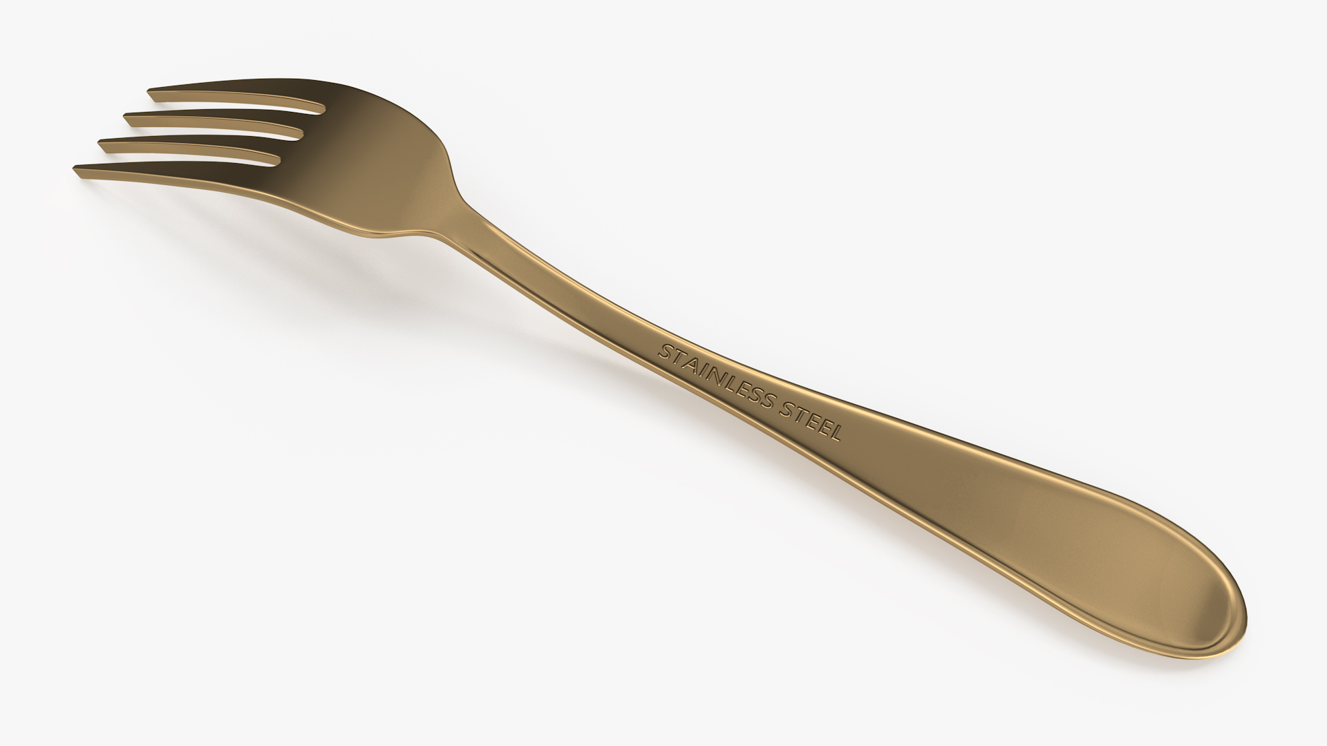 Golden Dessert Fork 3D model