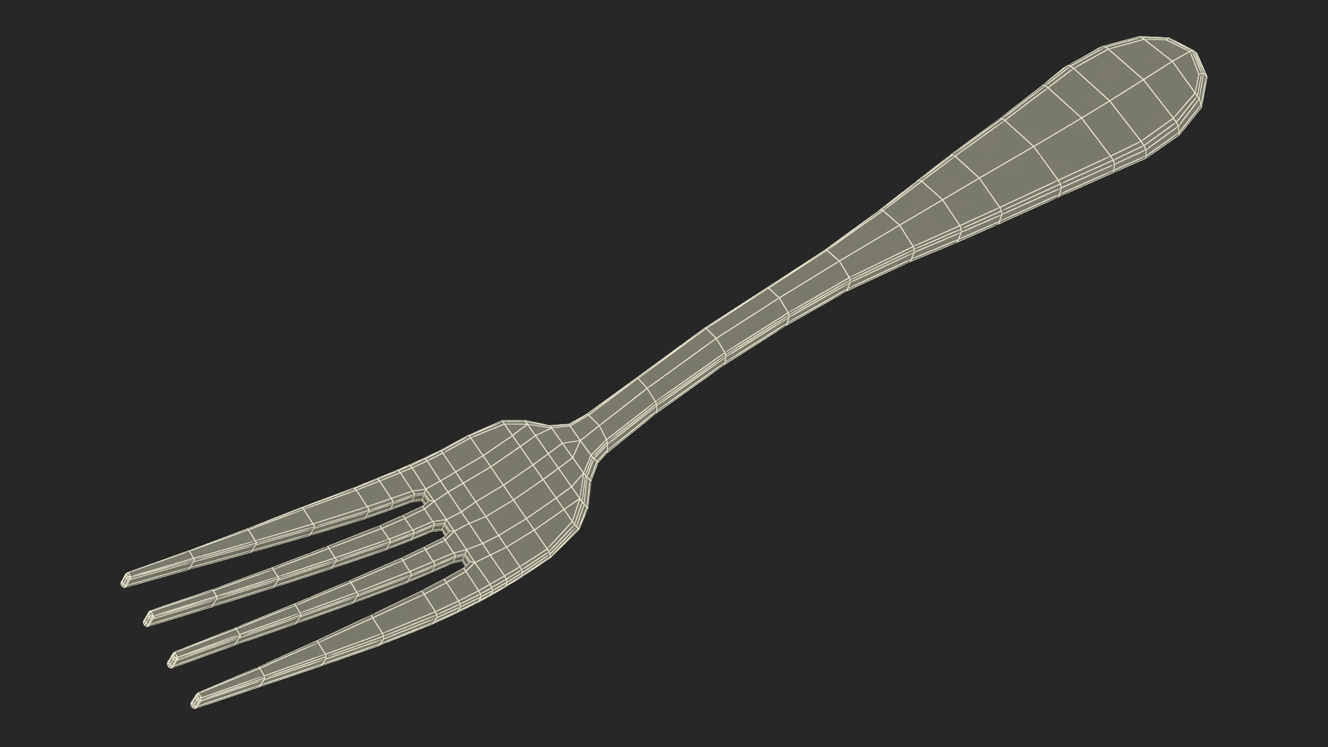 Golden Dessert Fork 3D model