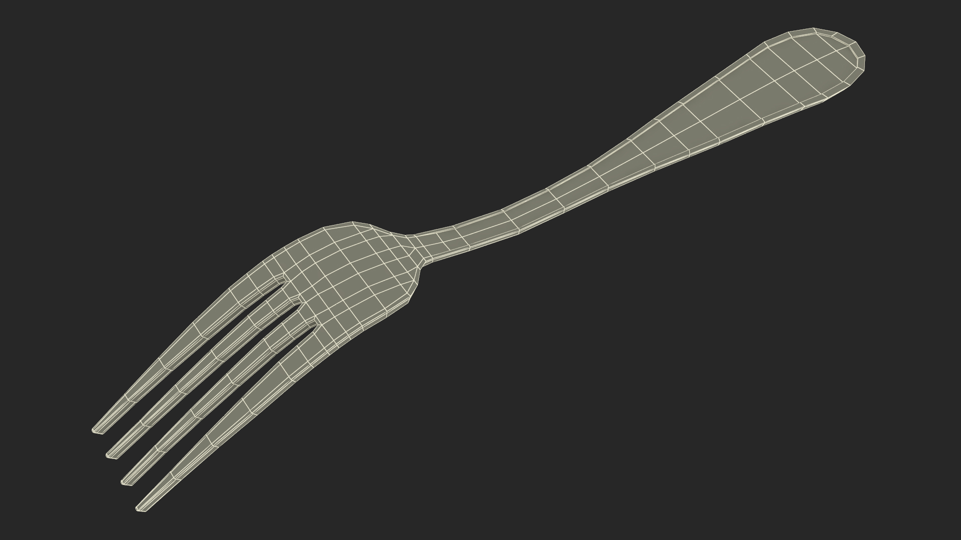 Golden Dessert Fork 3D model