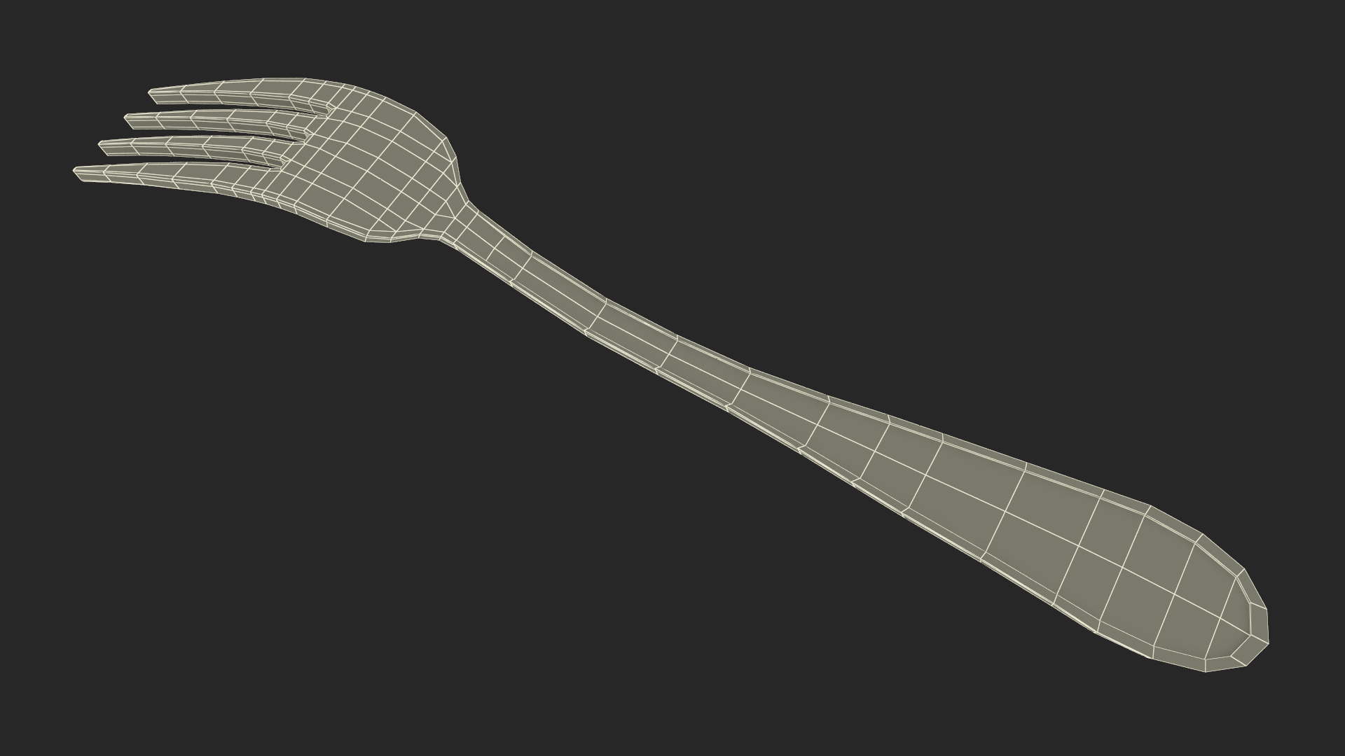 Golden Dessert Fork 3D model