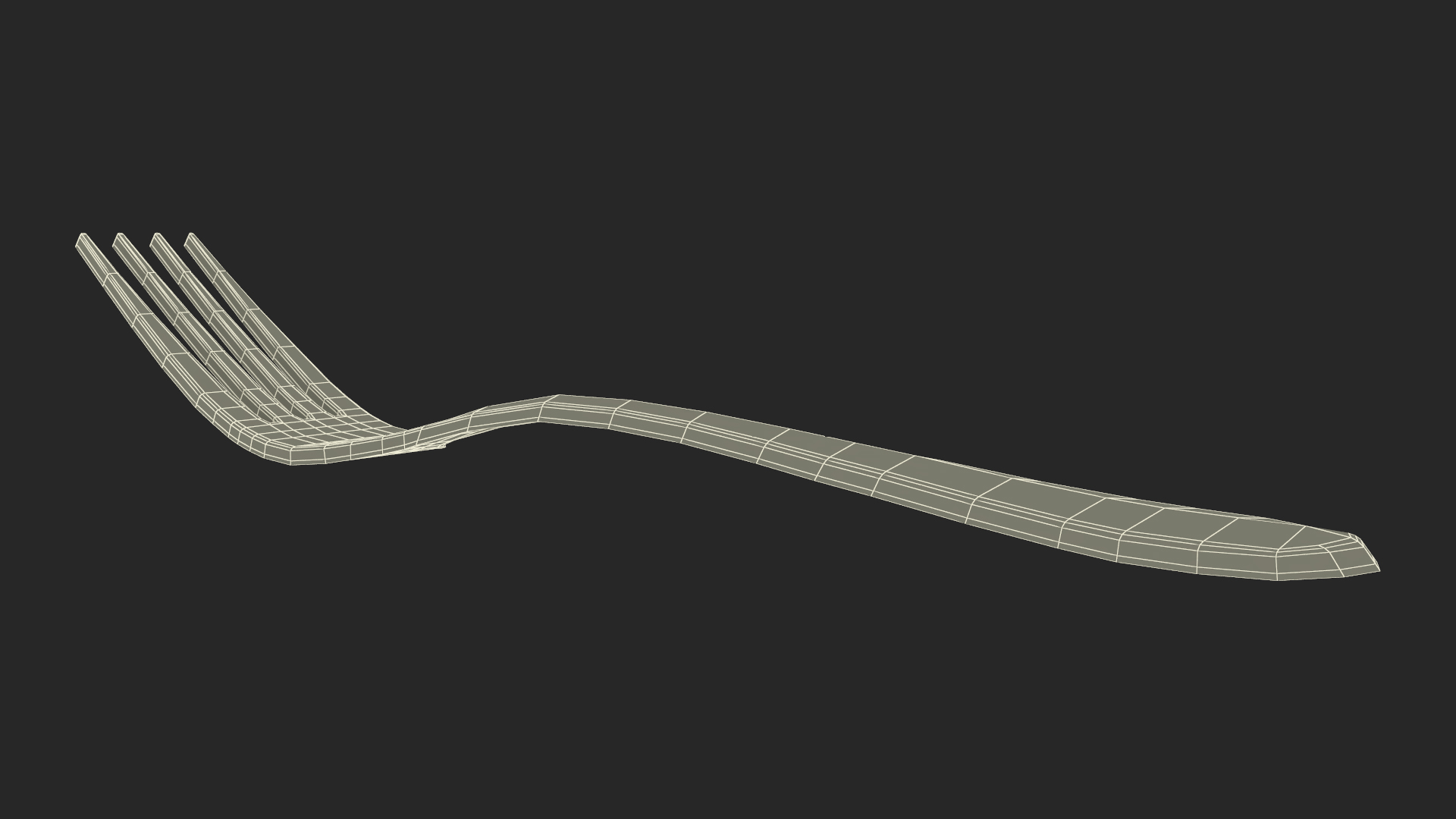 Golden Dessert Fork 3D model