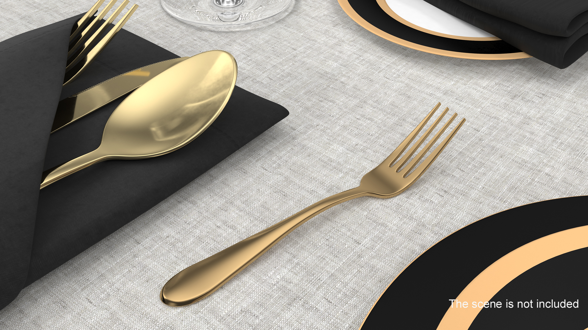 Golden Dessert Fork 3D model