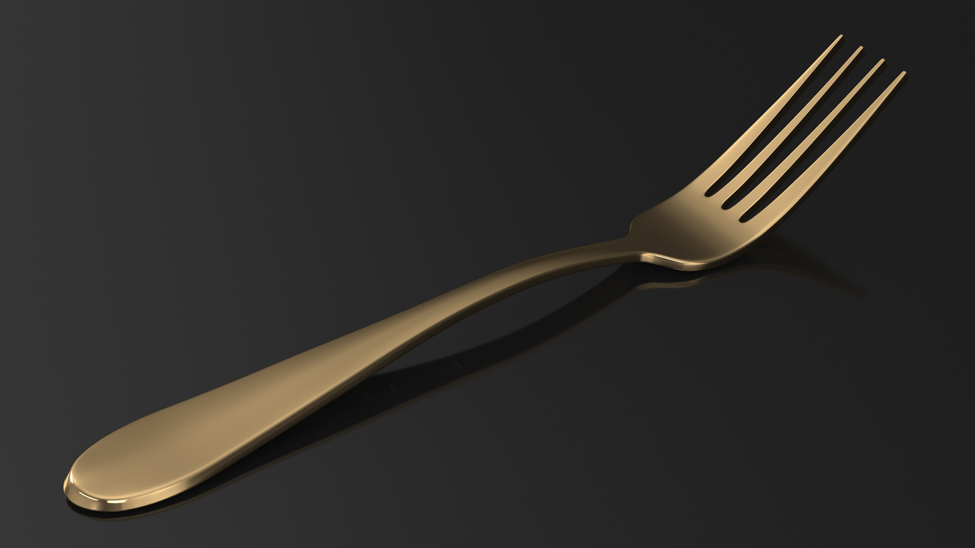 Golden Dessert Fork 3D model