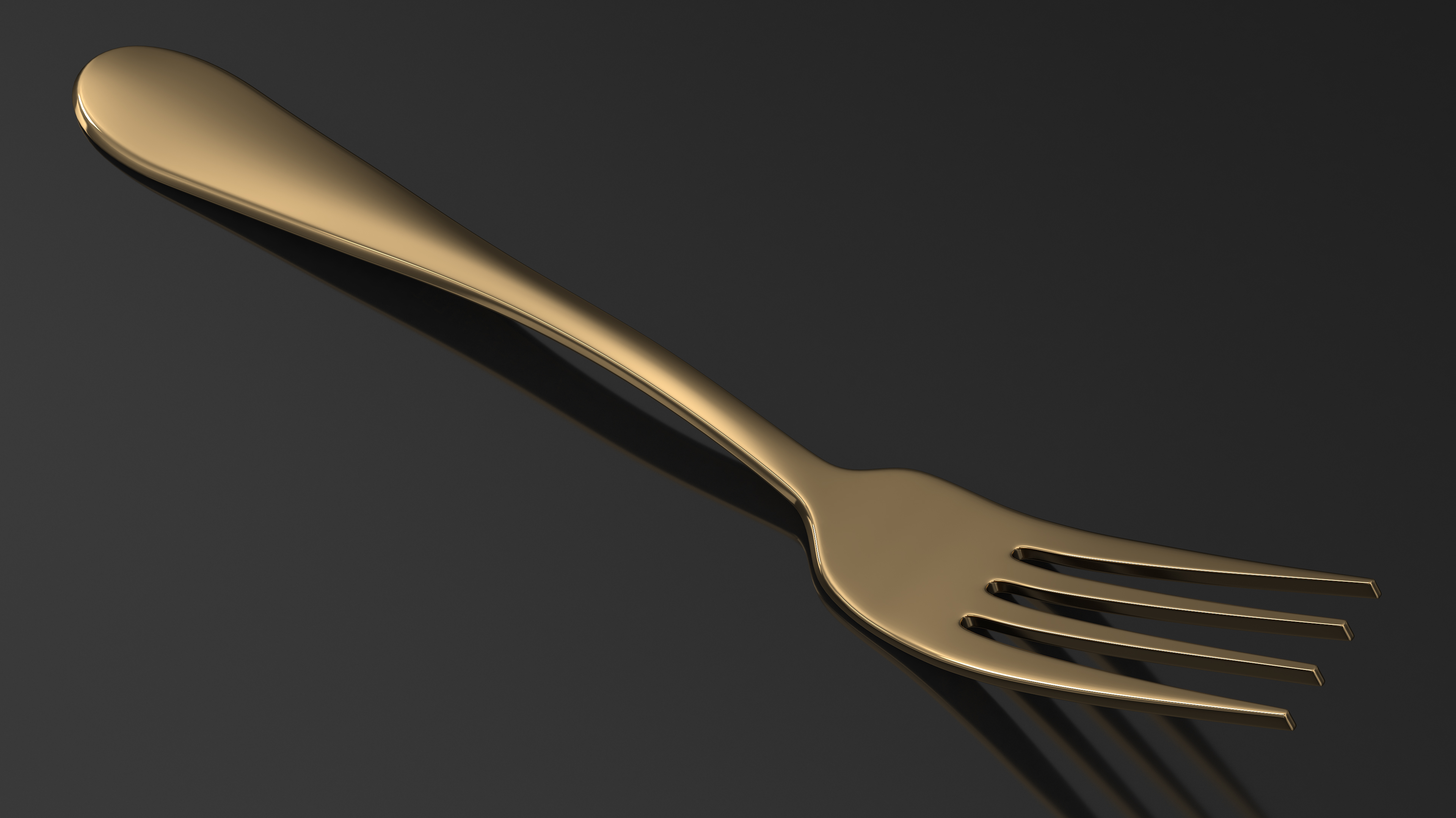 Golden Dessert Fork 3D model