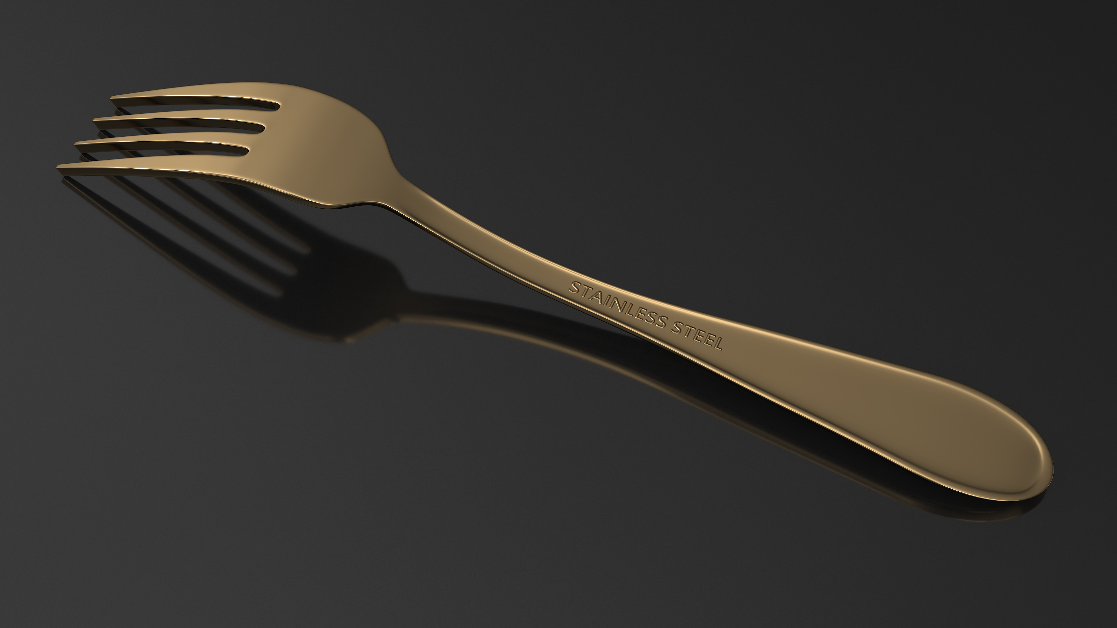 Golden Dessert Fork 3D model