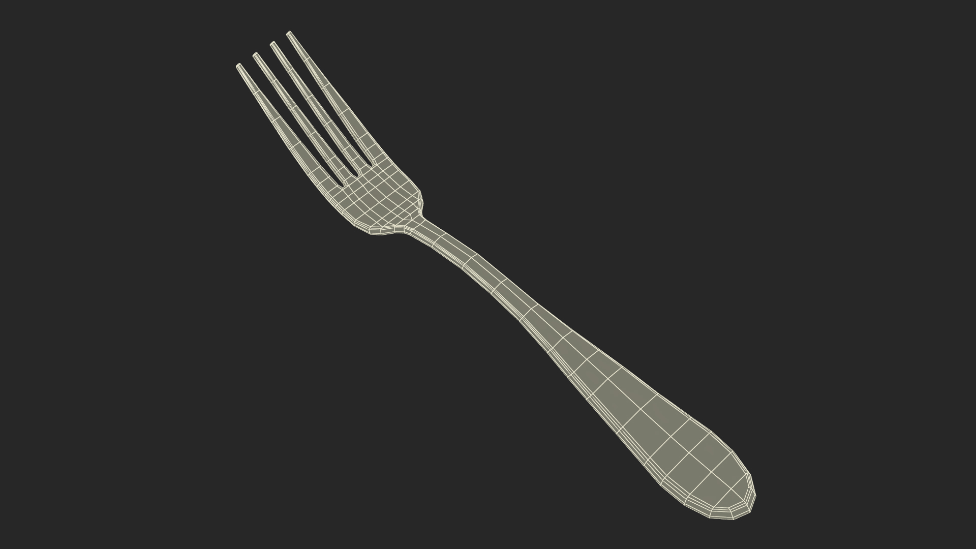 Golden Dessert Fork 3D model