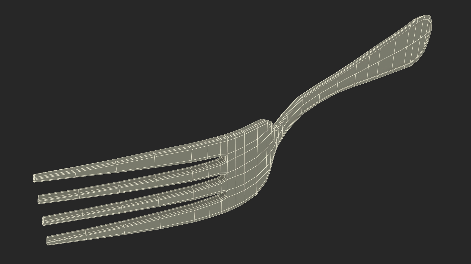 Golden Dessert Fork 3D model