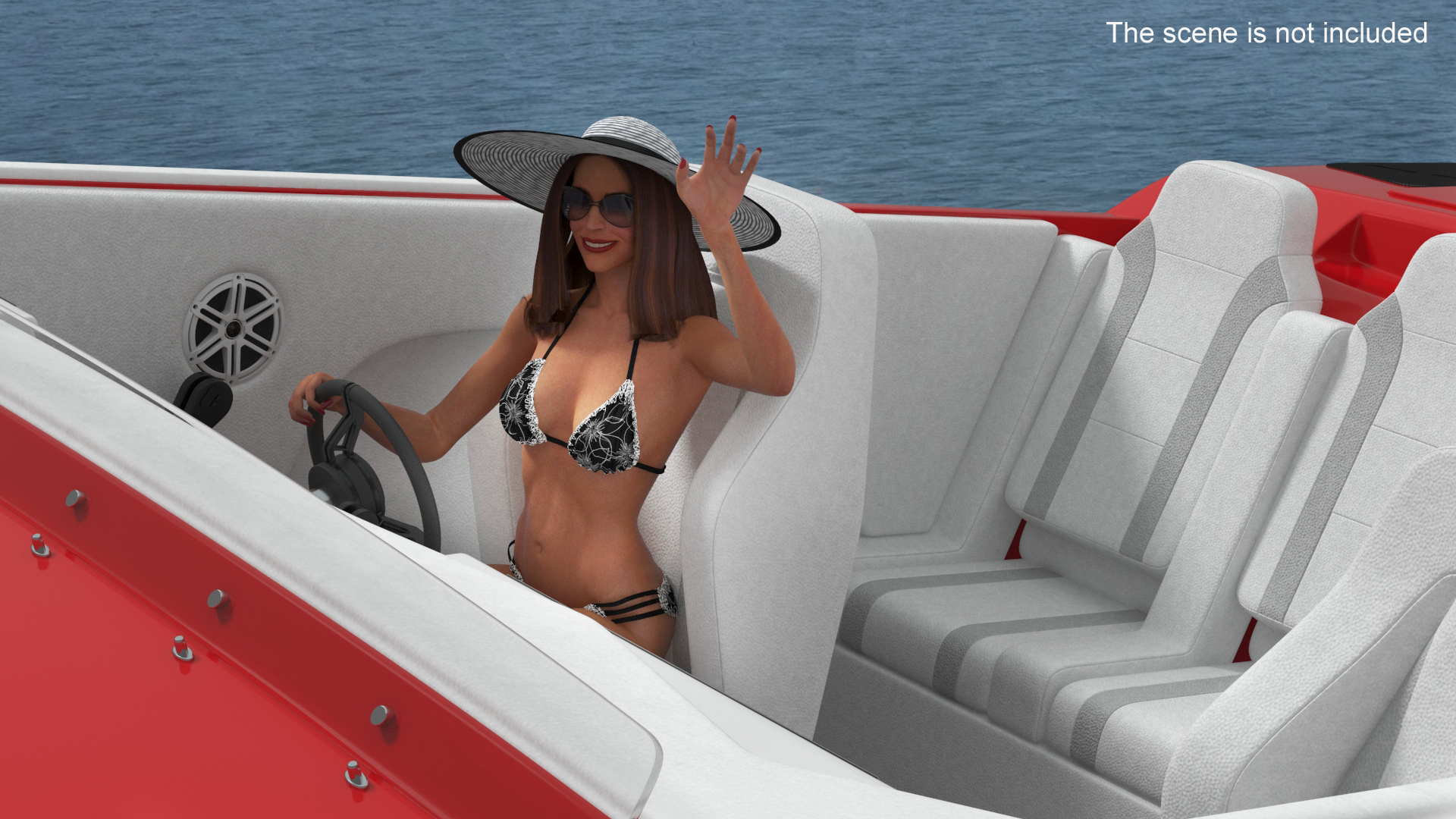 3D Yacht With Woman Beachwear