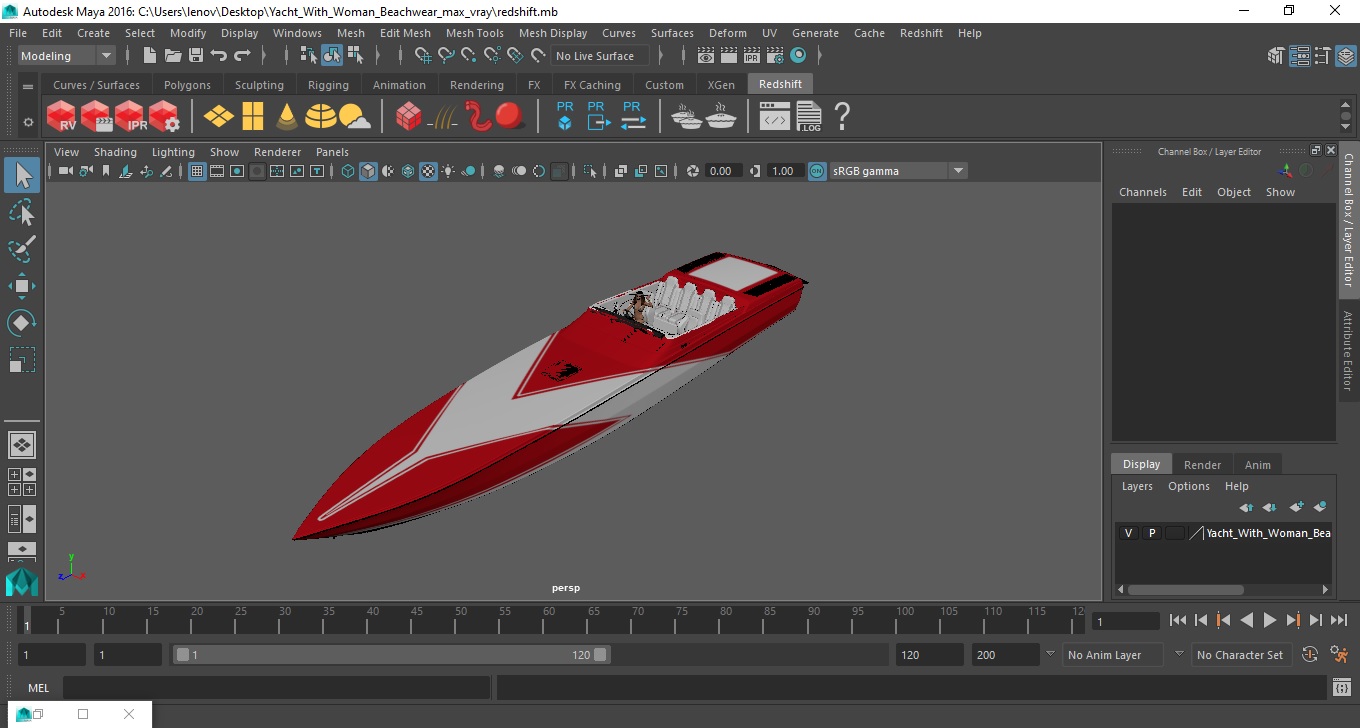 3D Yacht With Woman Beachwear