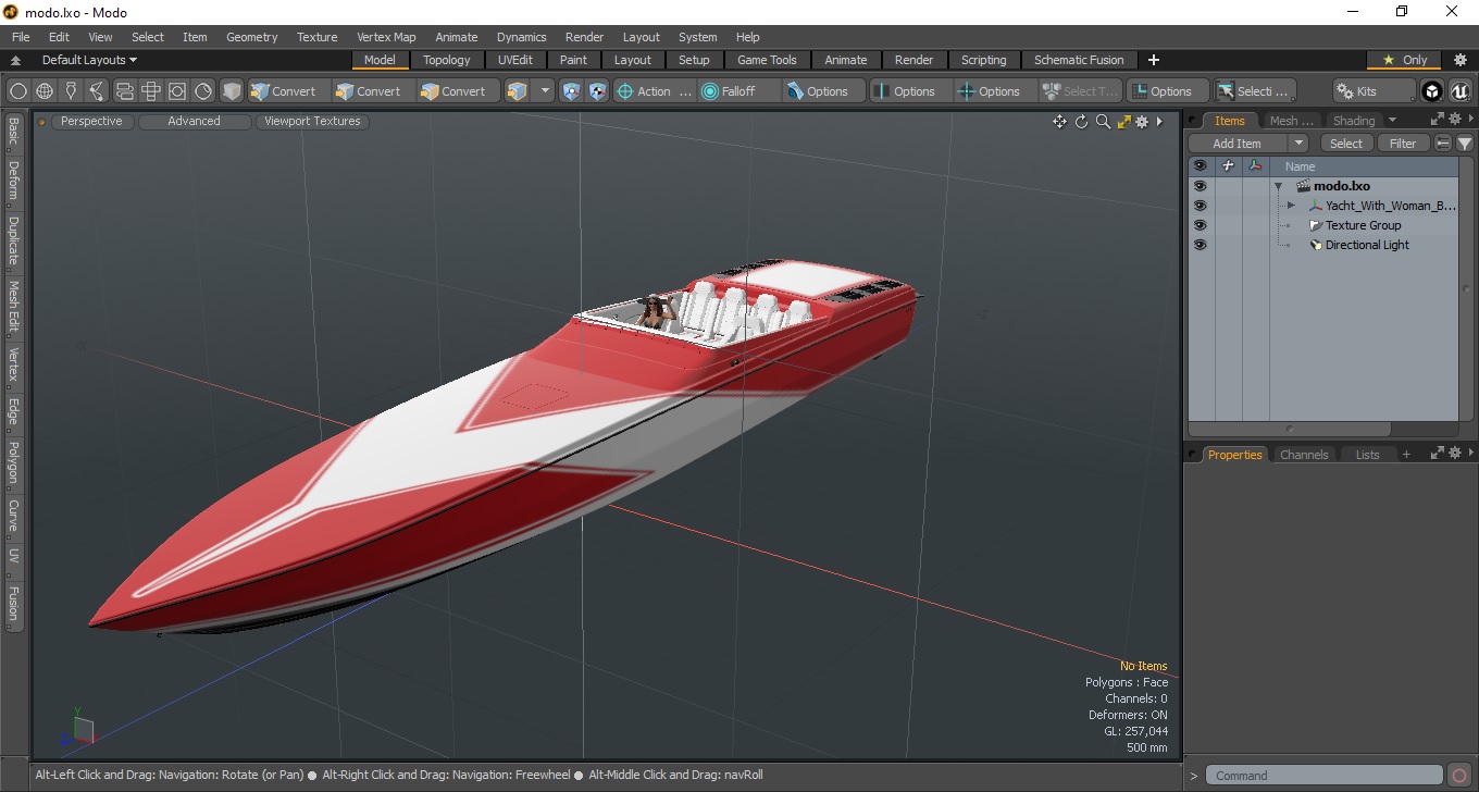 3D Yacht With Woman Beachwear