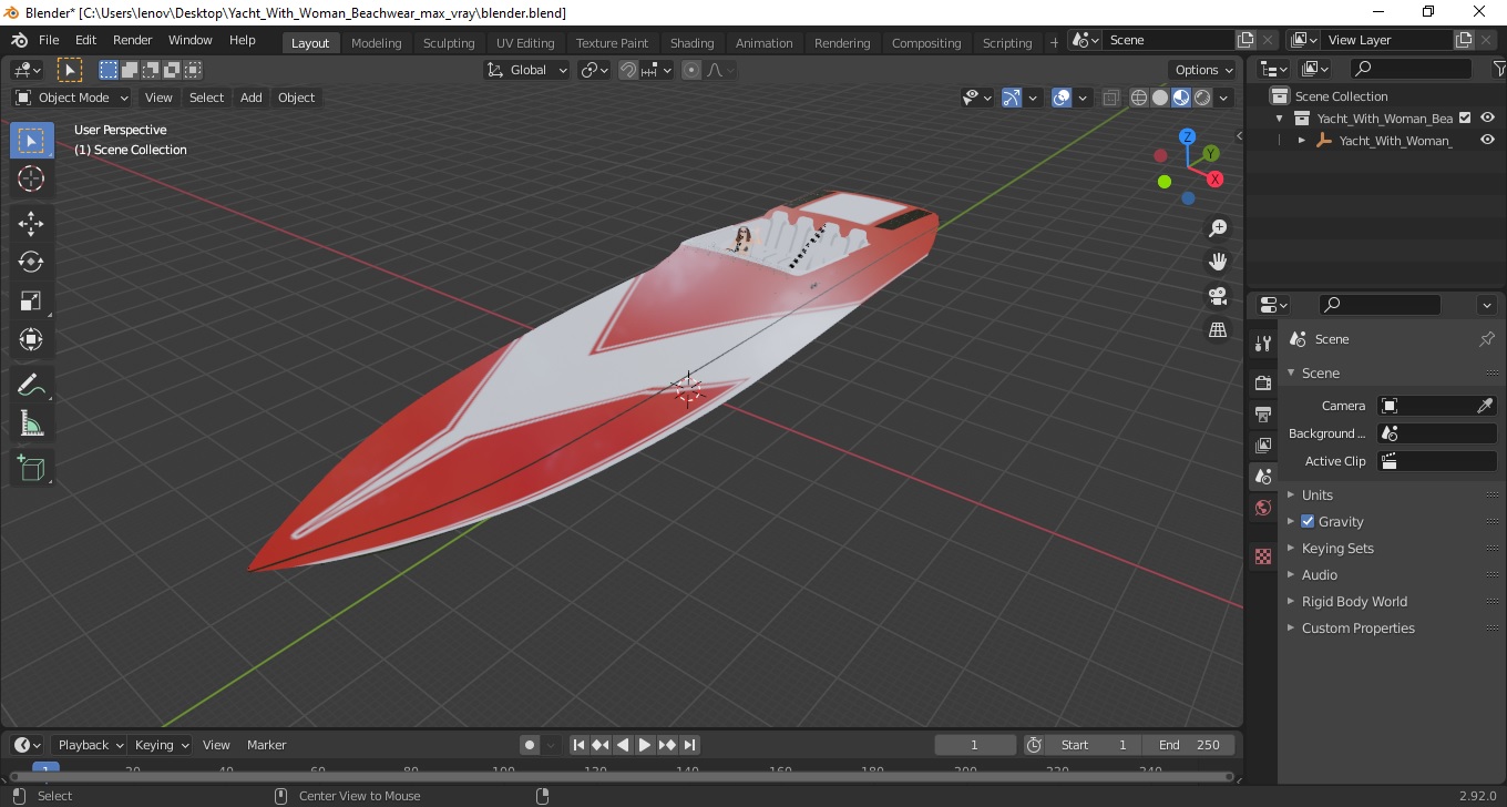 3D Yacht With Woman Beachwear