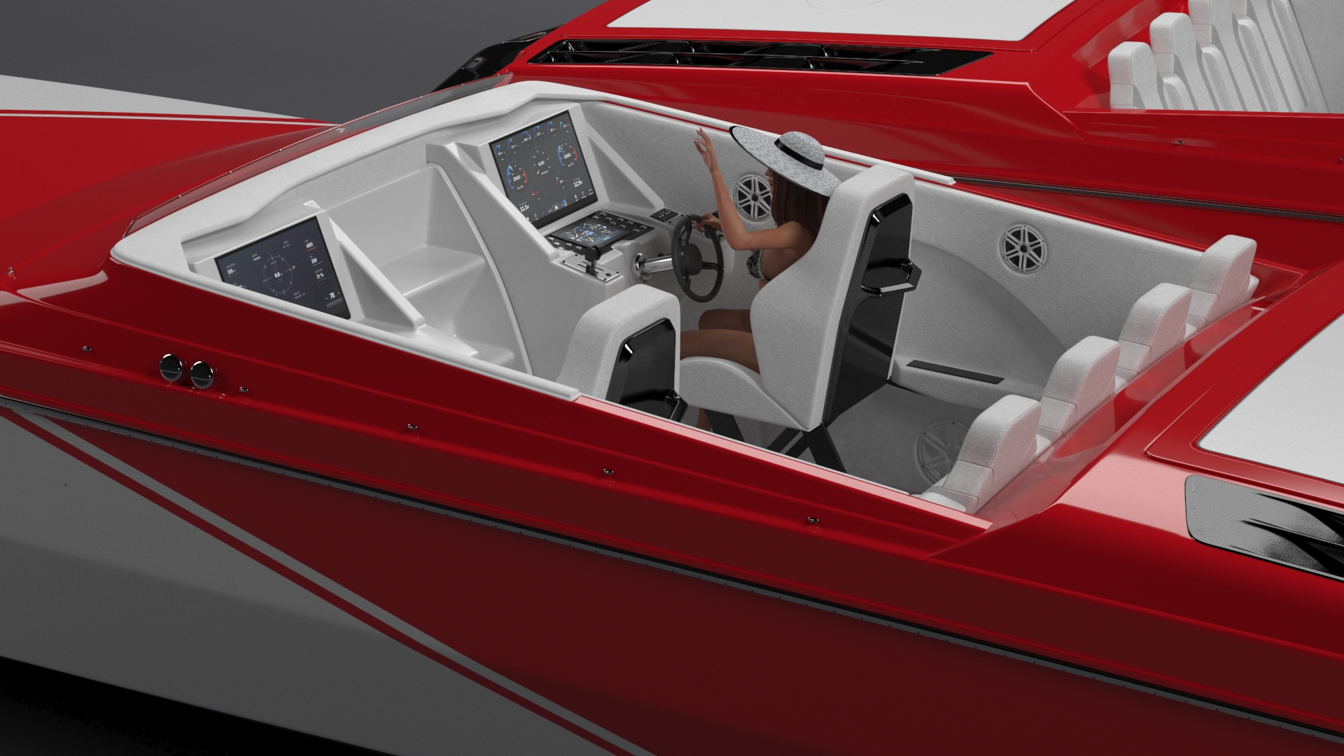 3D Yacht With Woman Beachwear