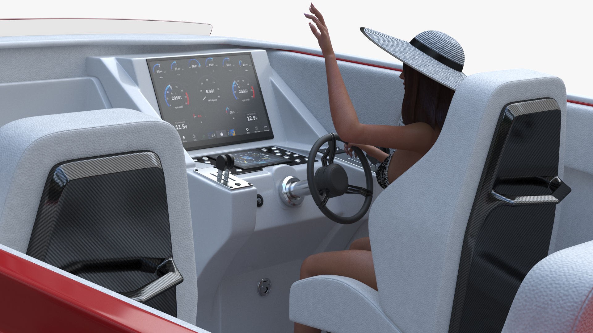 3D Yacht With Woman Beachwear