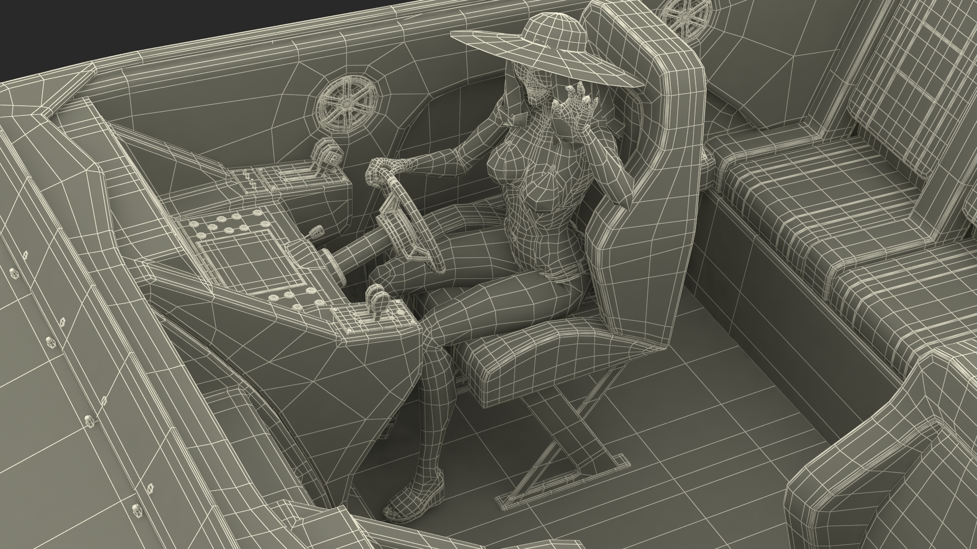 3D Yacht With Woman Beachwear
