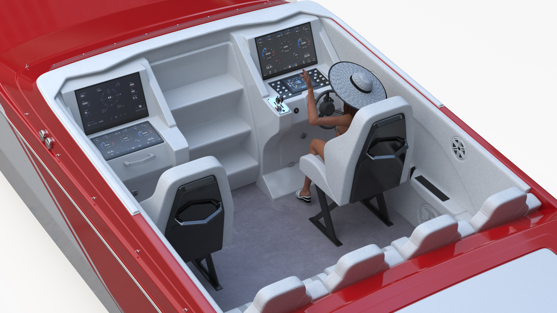 3D Yacht With Woman Beachwear