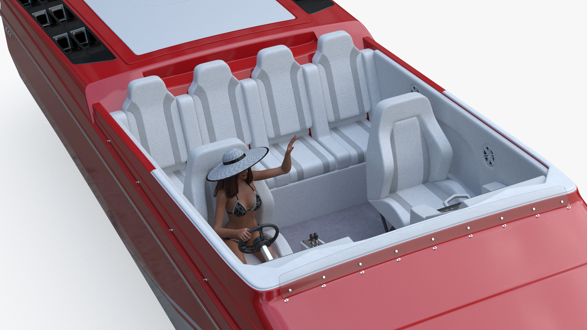 3D Yacht With Woman Beachwear