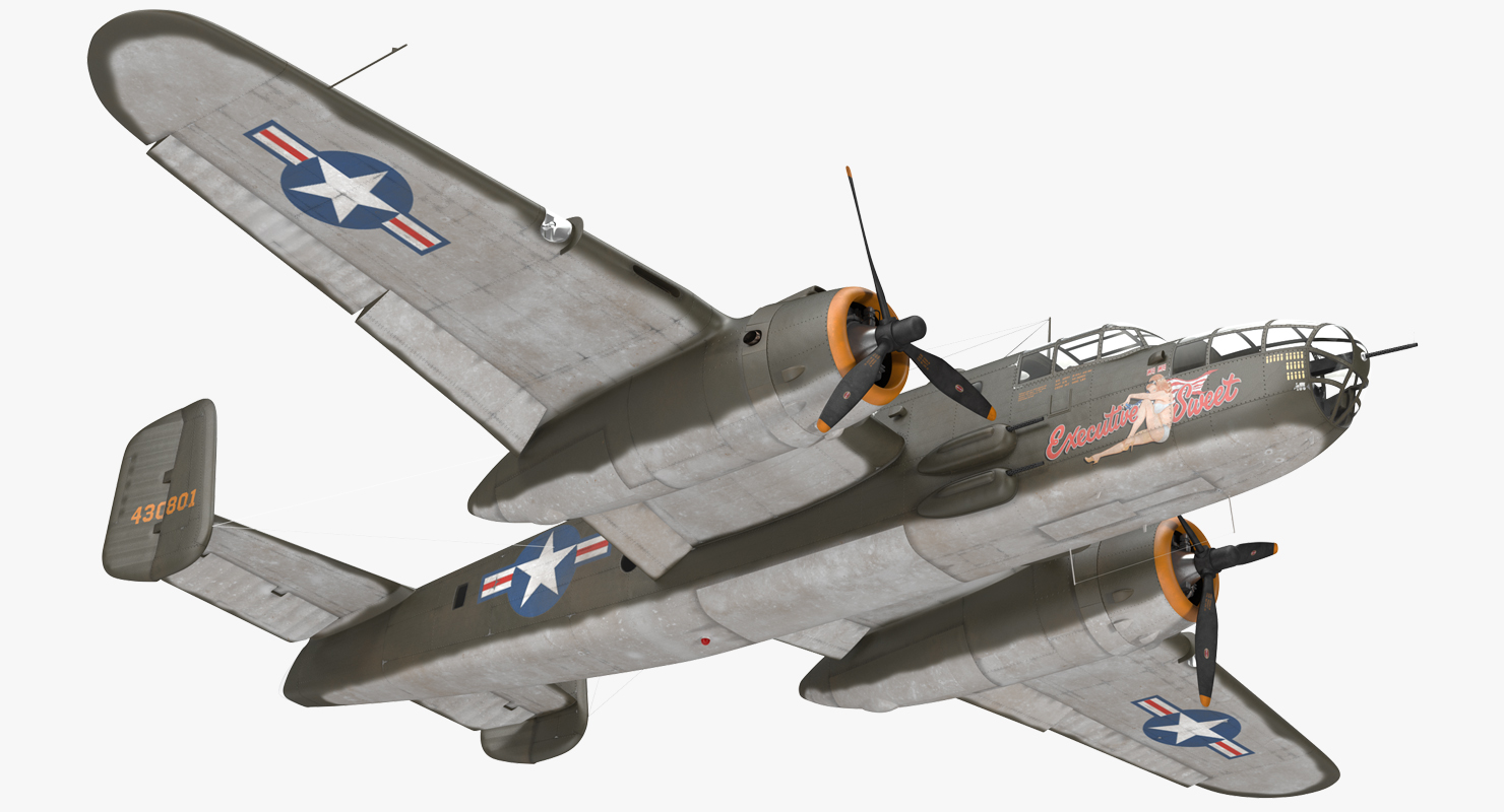 B 25 Mitchell US Medium Bomber Rigged 3D