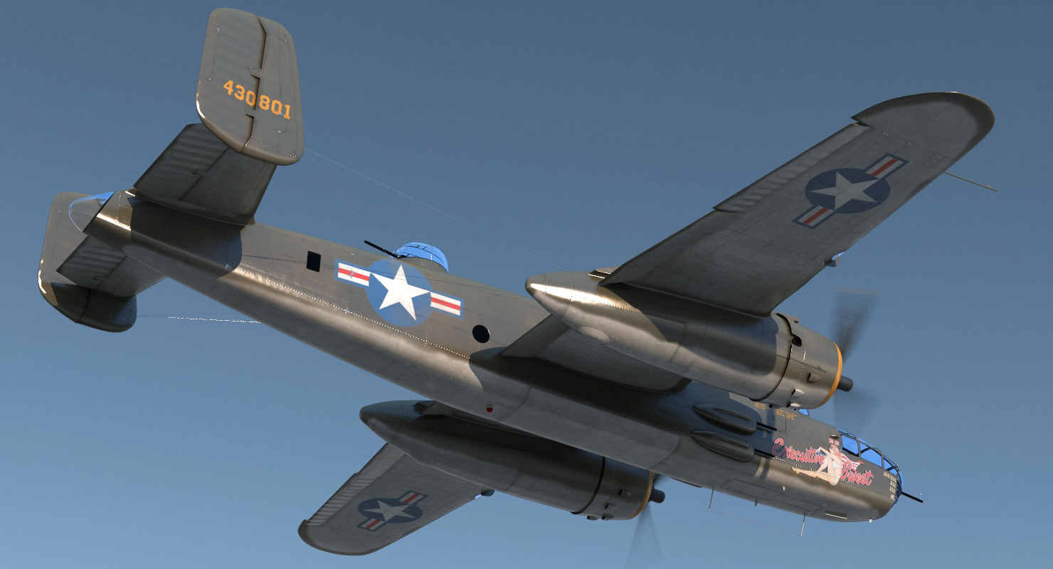 B 25 Mitchell US Medium Bomber Rigged 3D