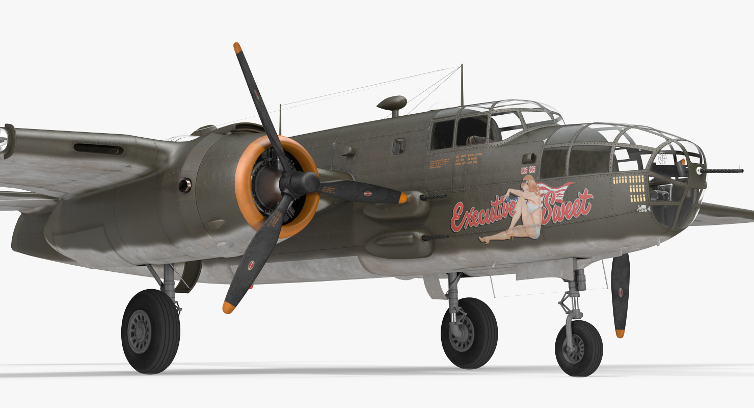 B 25 Mitchell US Medium Bomber Rigged 3D