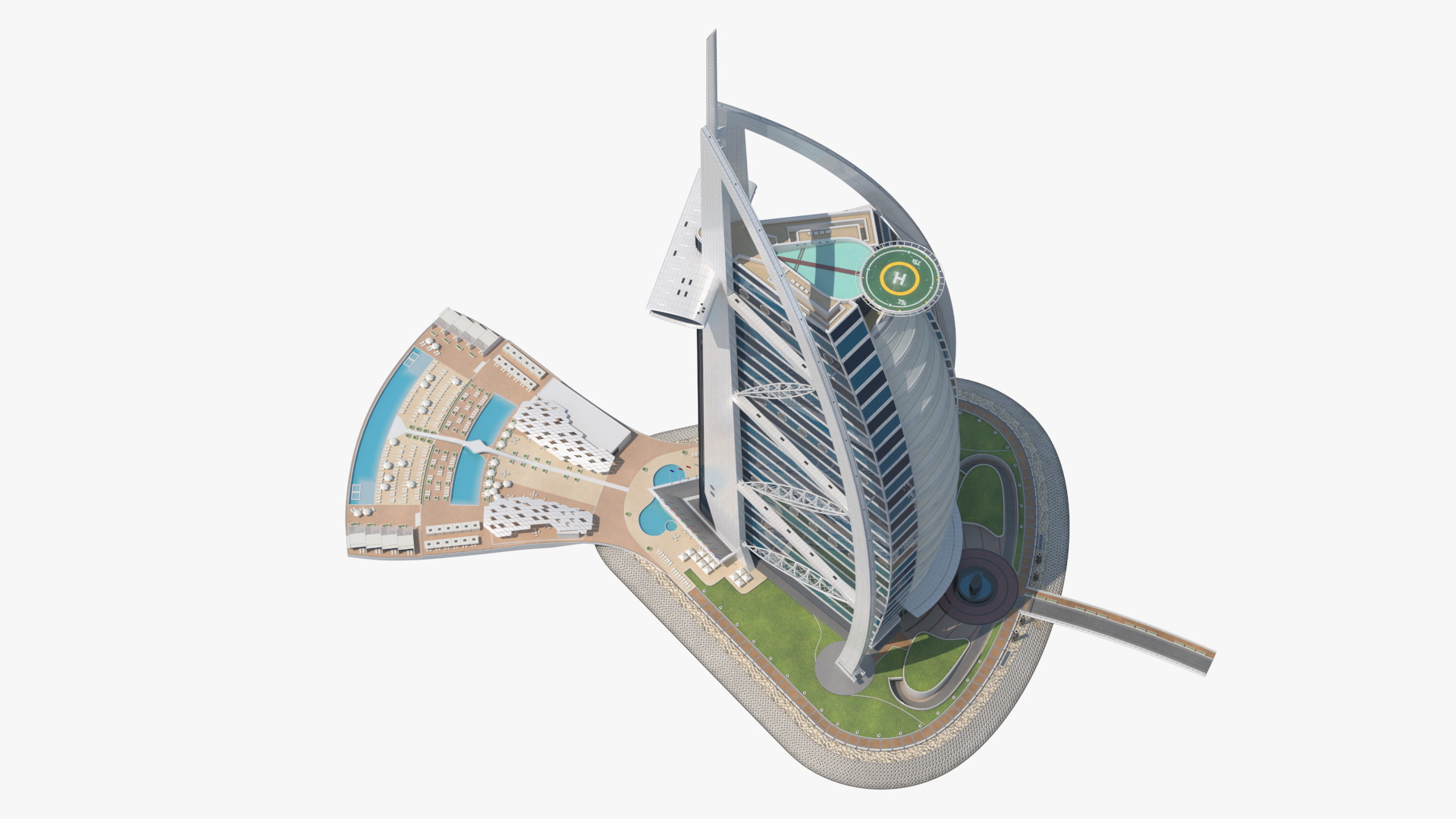 Burj Al Arab Luxury Hotel Fur 3D model