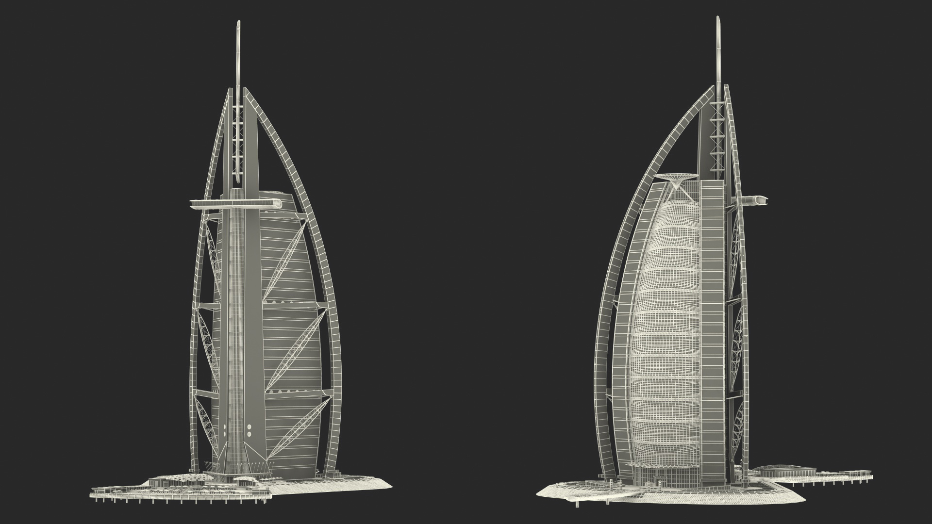 Burj Al Arab Luxury Hotel Fur 3D model