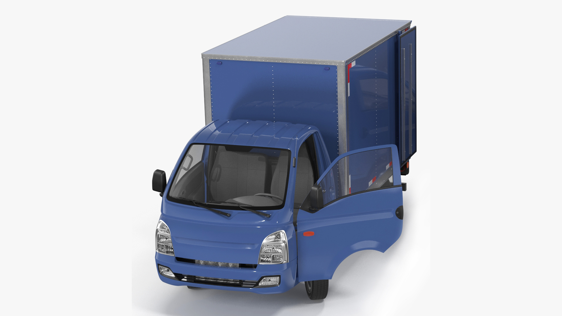 3D model Asian Mini Truck Refrigerator Blue Rigged for Cinema 4D