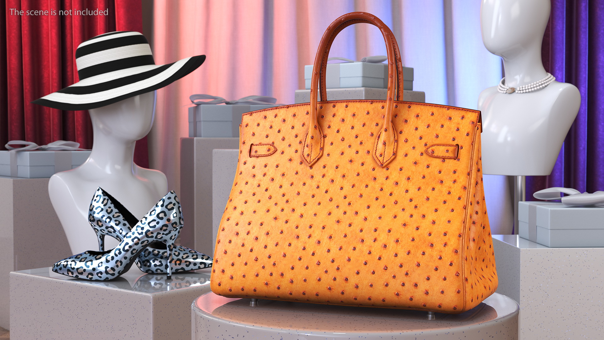 3D model Hermes Birkin Bag Ostrich