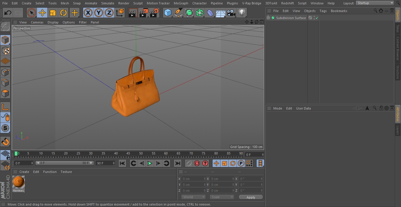 3D model Hermes Birkin Bag Ostrich