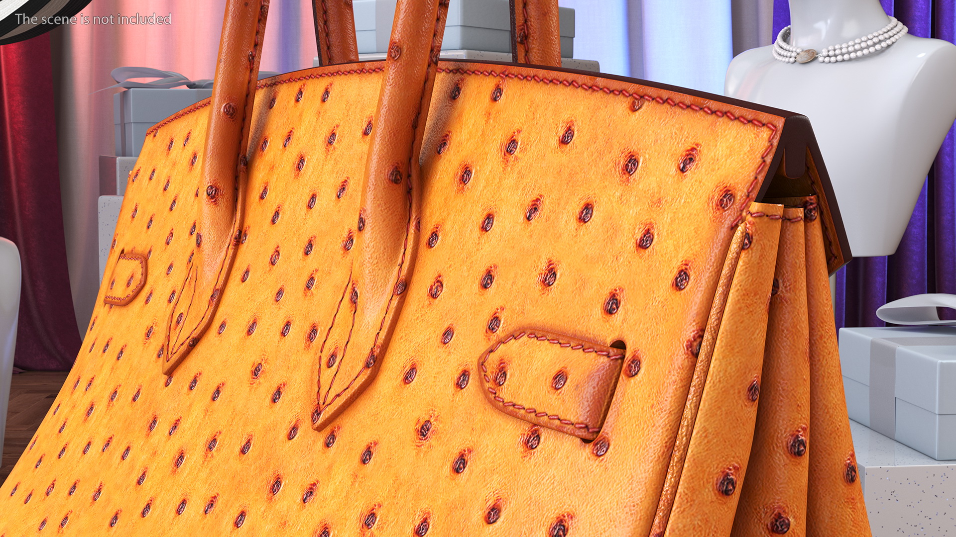 3D model Hermes Birkin Bag Ostrich