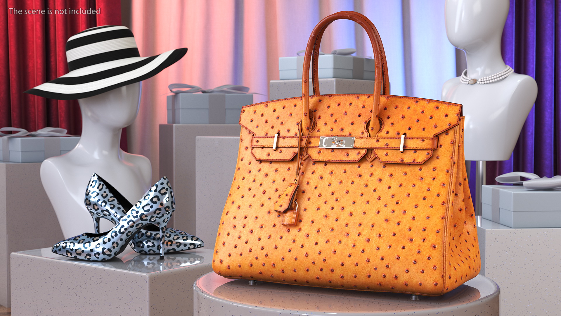 3D model Hermes Birkin Bag Ostrich