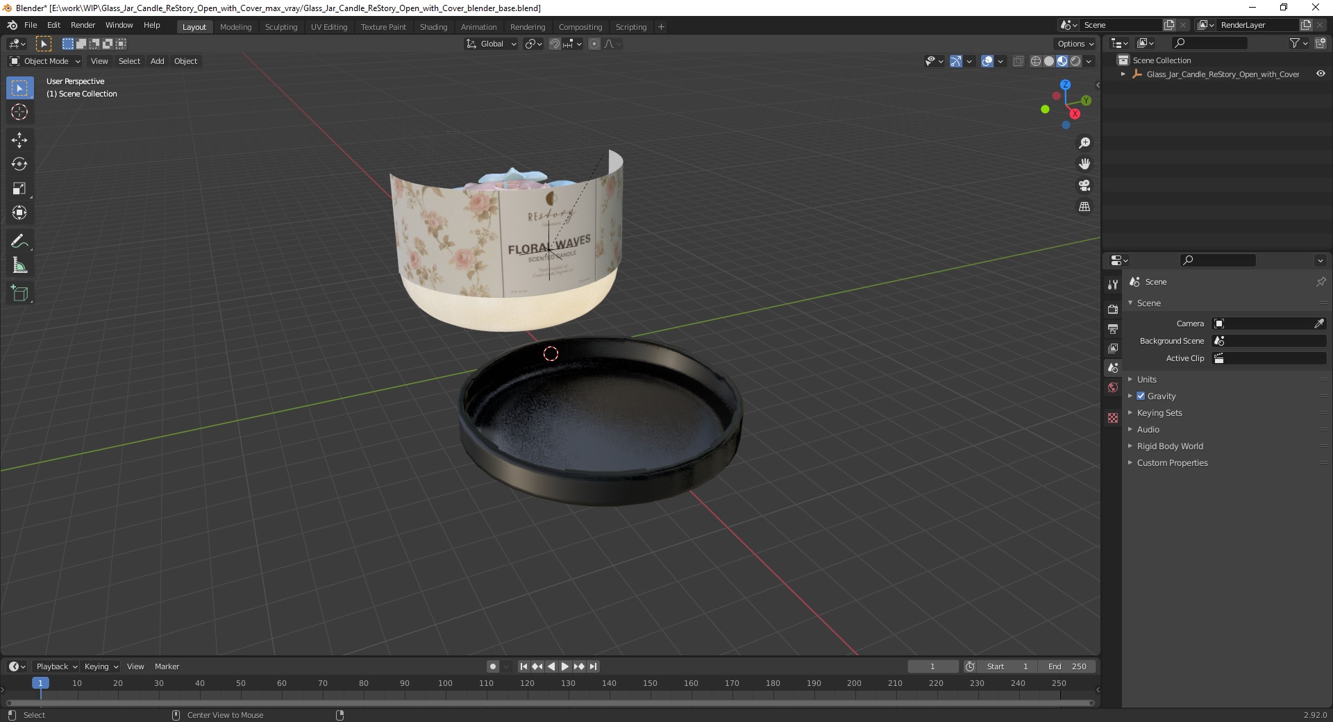 3D model Glass Jar Candle ReStory Open with Cover