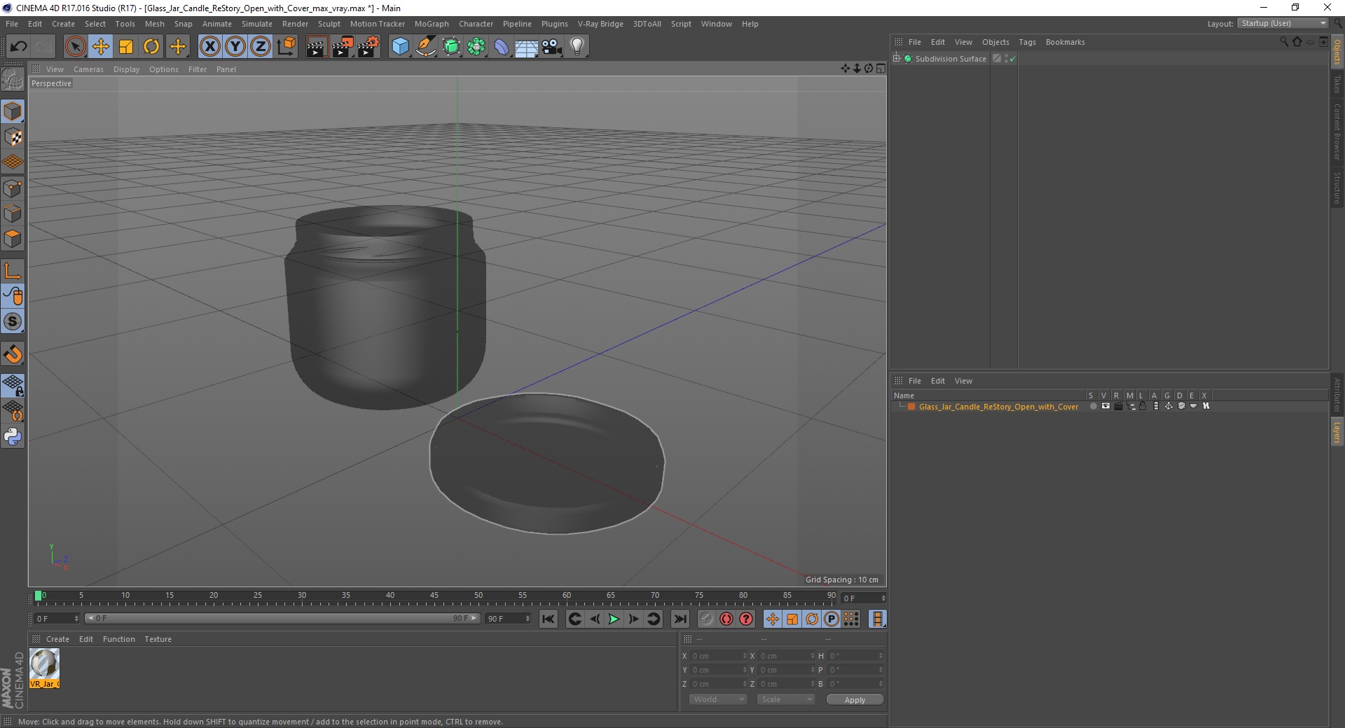 3D model Glass Jar Candle ReStory Open with Cover