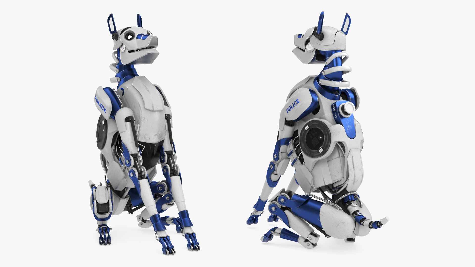 3D model Futuristic Police Robot Dog Sitting Pose