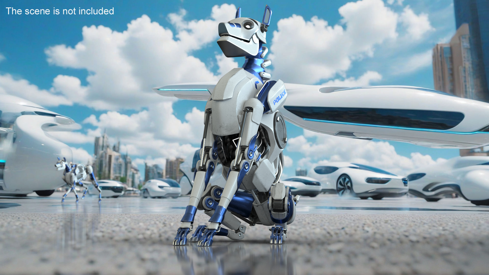 3D model Futuristic Police Robot Dog Sitting Pose